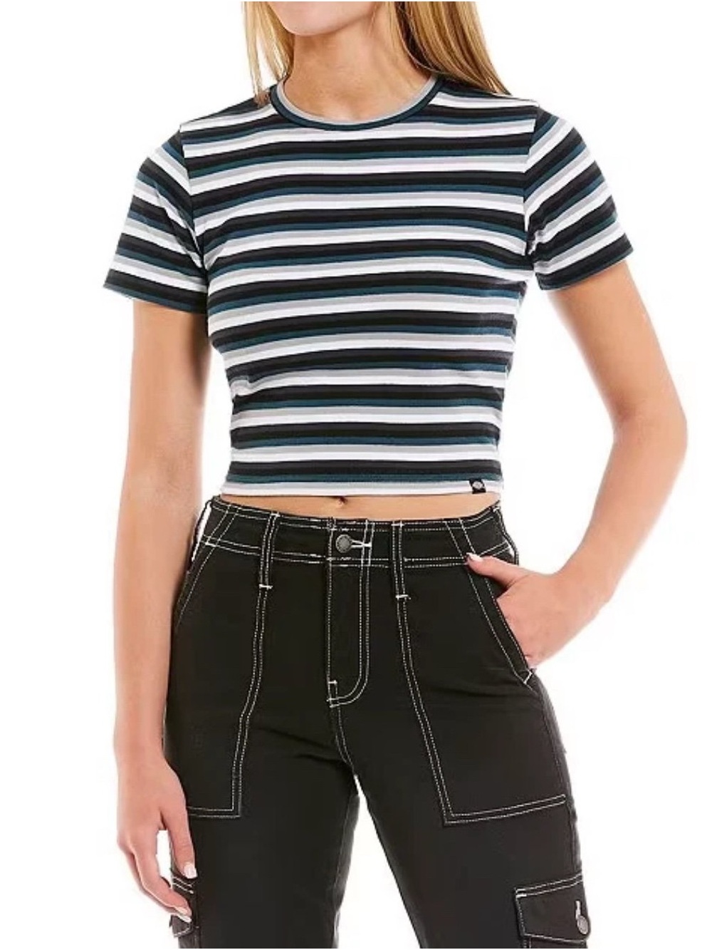 Dickies Stripe Baby Tee Women’s T Shirt  Style FSR51BSE Size S/P